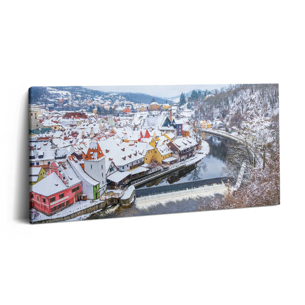 Obraz na plátně 120x60 cm Panorama Krumlova v zimě