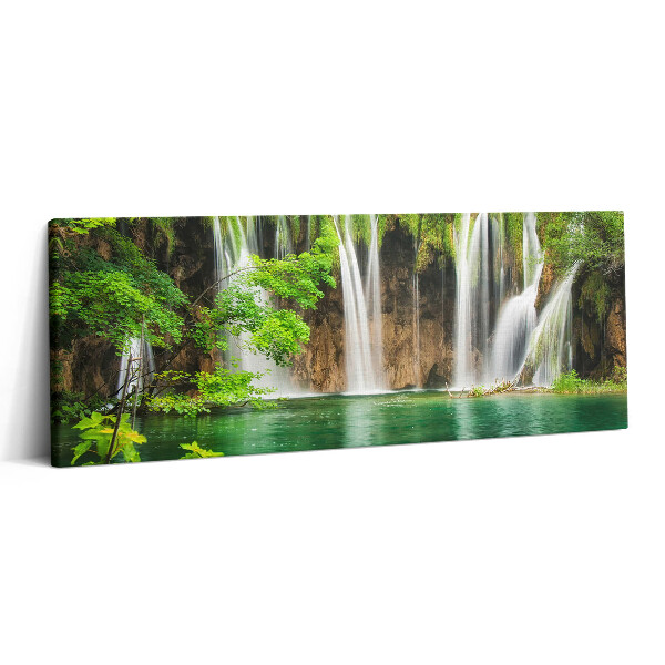 Obraz canvas 125x50 cm Příroda - vodopád a jezerní vegetace