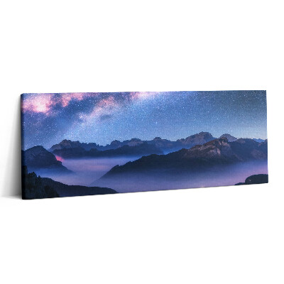 Obraz canvas 125x50 cm Hvězdná obloha nad horami