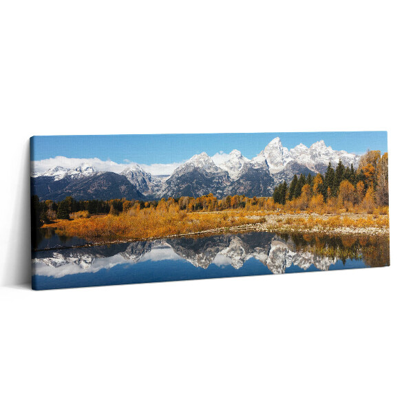 Obraz canvas 125x50 cm Horské jezero a podzimní stromy