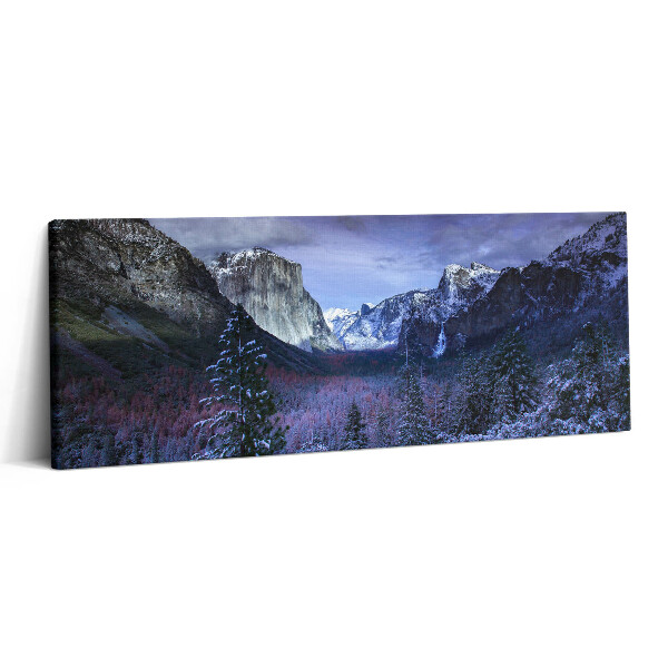 Obraz canvas 125x50 cm Zimní krajina hor a lesů