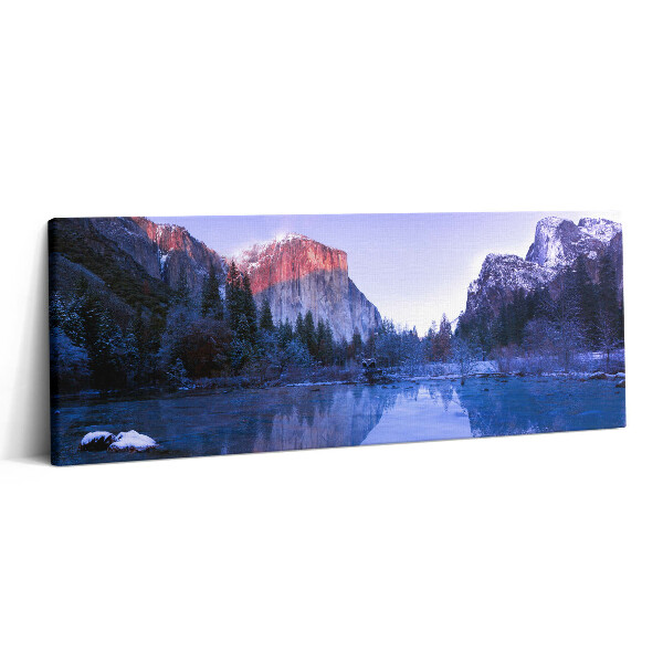Obraz canvas 125x50 cm Zimní krajina jezera