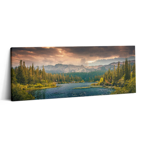 Obraz canvas 125x50 cm Hory v lesní krajině a jezero