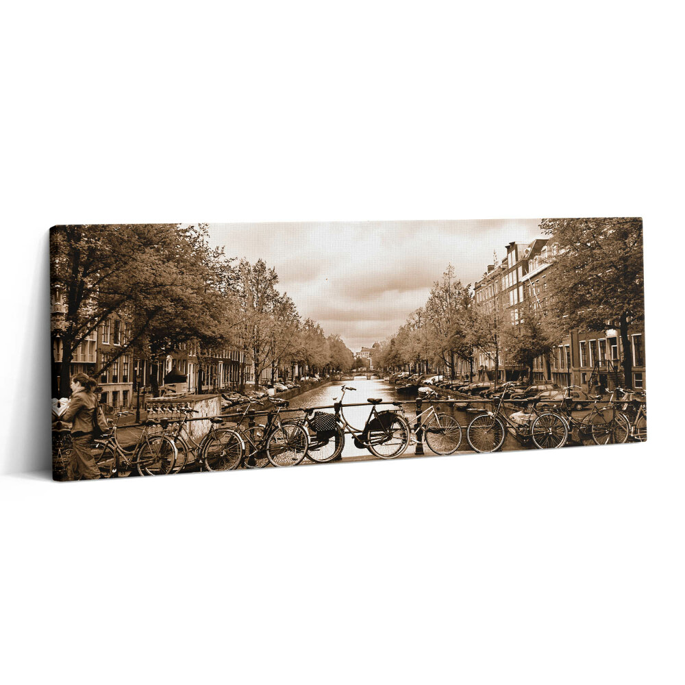 Obraz canvas 125x50 cm Pohled na Amsterdam na kole