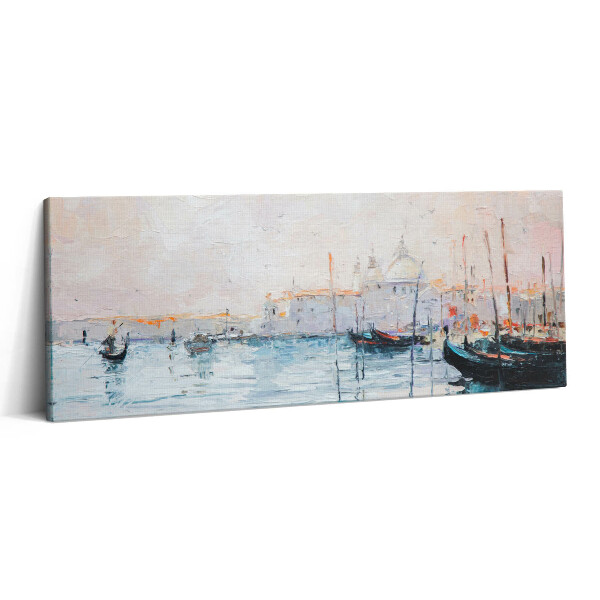 Obraz canvas 125x50 cm Benátské gondoly olejomalba