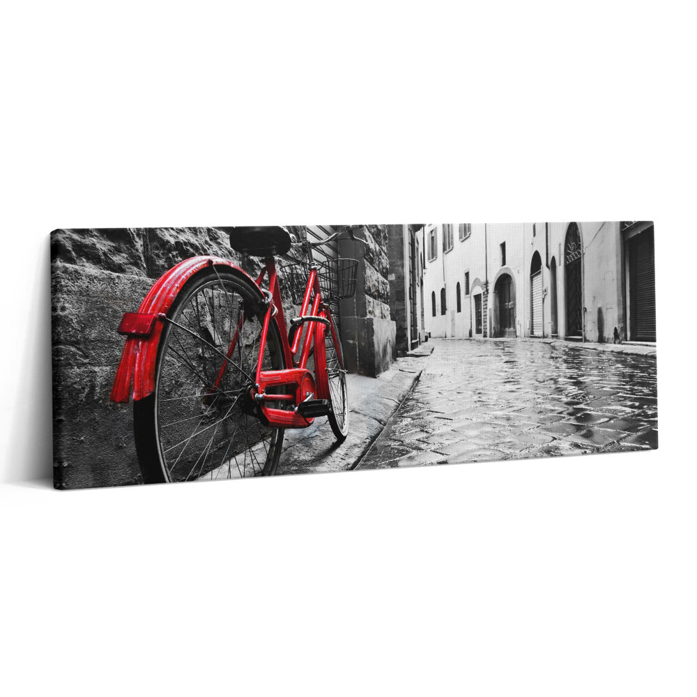 Obraz canvas 125x50 cm Starožitné jízdní kolo a retro městská ulice