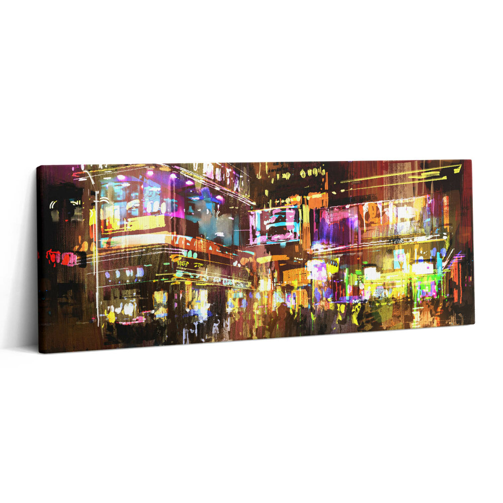 Obraz canvas 125x50 cm Ilustrace nočního města - moderní ulice
