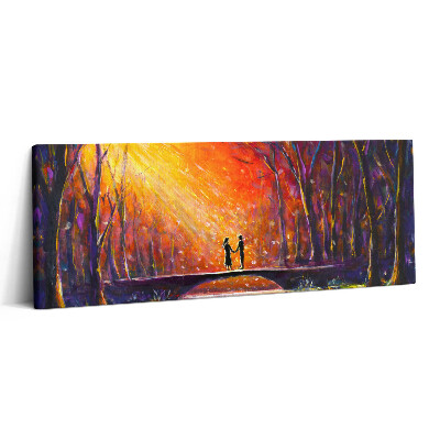 Obraz canvas 125x50 cm Zamilovaný pár malovaný akvarelem