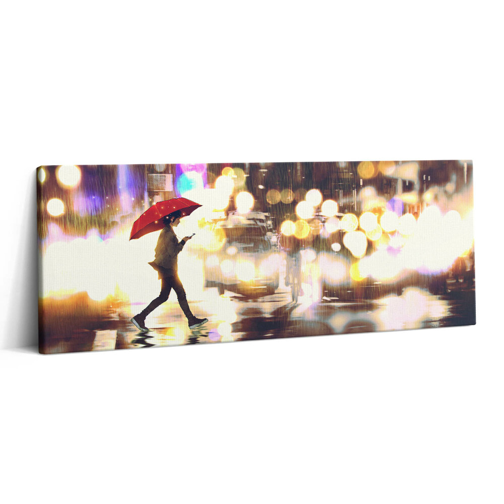 Obraz canvas 125x50 cm Ilustrace k anime Dešťová ulice