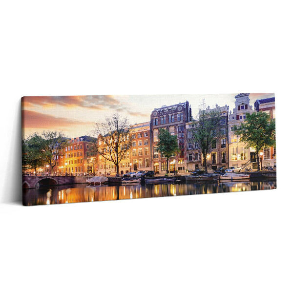 Obraz canvas 125x50 cm Domy Amsterdam Nizozemsko