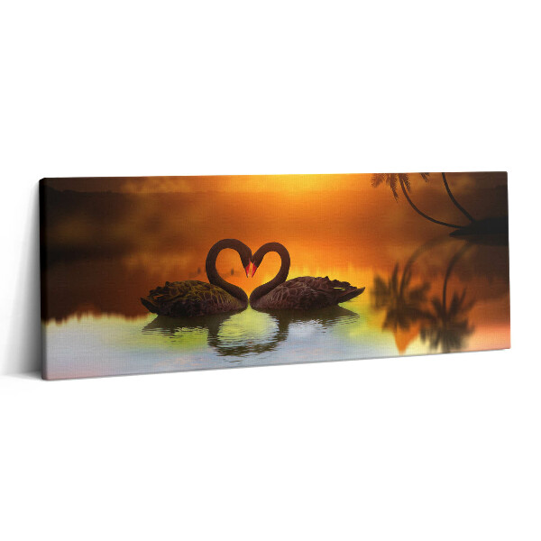 Obraz canvas 125x50 cm Krásná černá labuť na jezeře