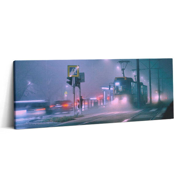 Obraz canvas 125x50 cm Varšava v noční mlze