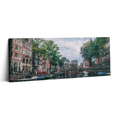 Obraz canvas 125x50 cm Kanál v centru Amsterdamu