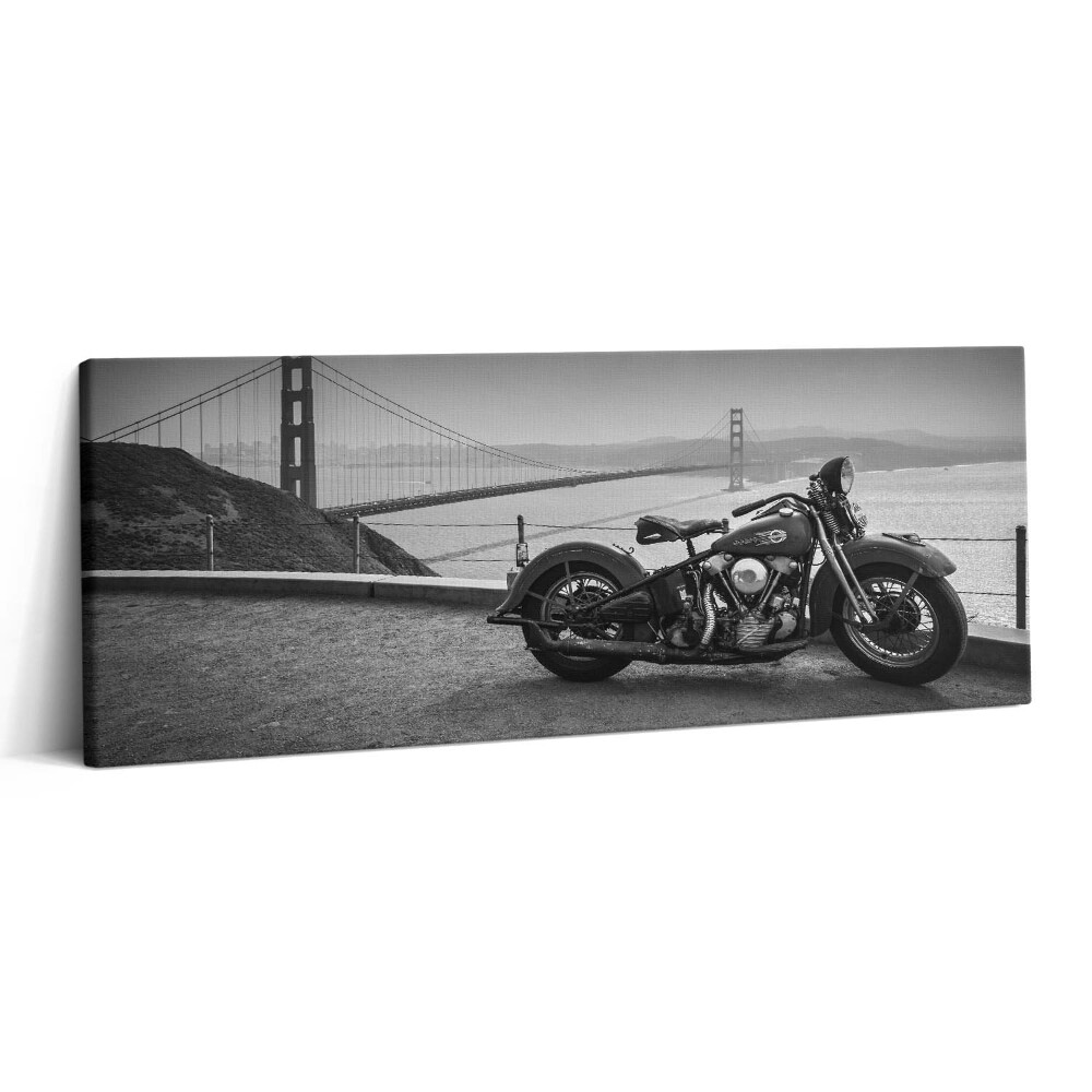 Obraz canvas 125x50 cm Motorka a most Golden Gate