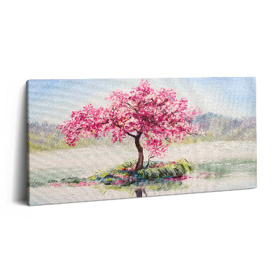 Obraz z fotografie na plátně 140x70 cm Mozaika zobrazující kvetoucí strom milenců