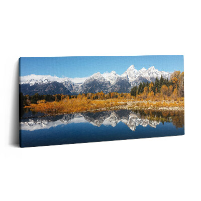 Obraz canvas 140x70 cm Horské jezero a podzimní stromy