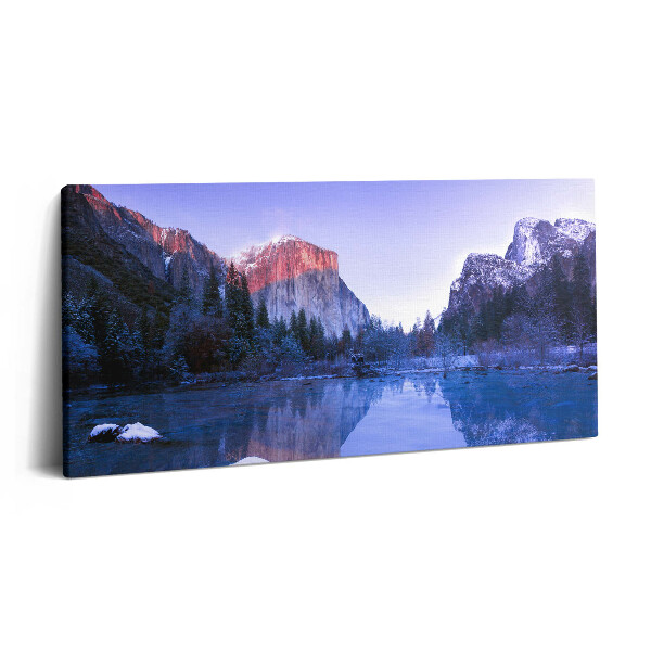 Obraz z fotografie na plátně 140x70 cm Zimní krajina jezera