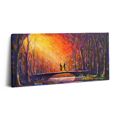 Obraz na plátně 140x70 Zamilovaný pár malovaný akvarelem