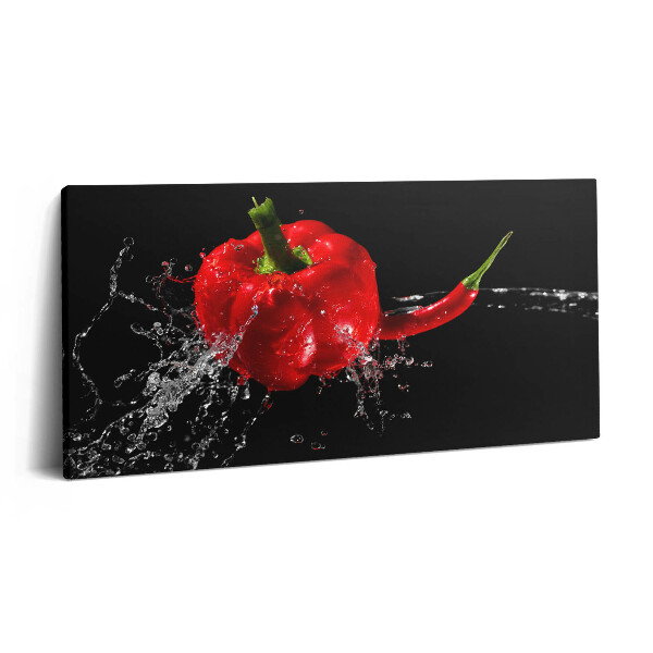 Obraz canvas 140x70 cm Červené papriky ve vodě