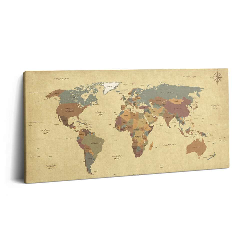 Obraz na plátně 140x70 Mapa světa ve vintage stylu