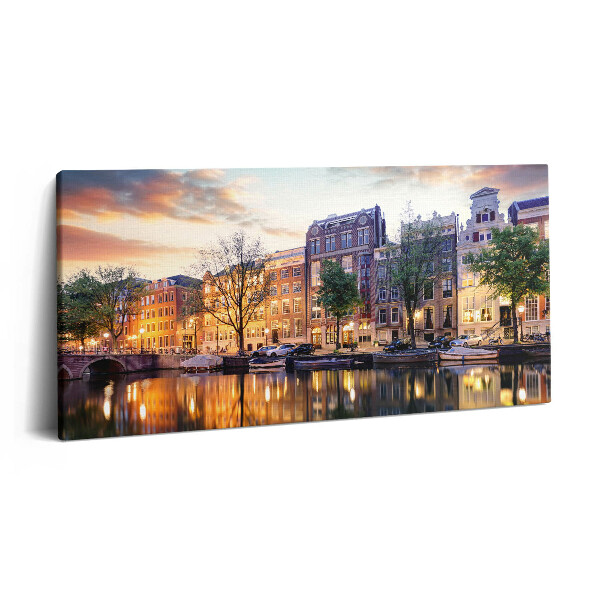 Obraz canvas 140x70 cm Domy Amsterdam Nizozemsko