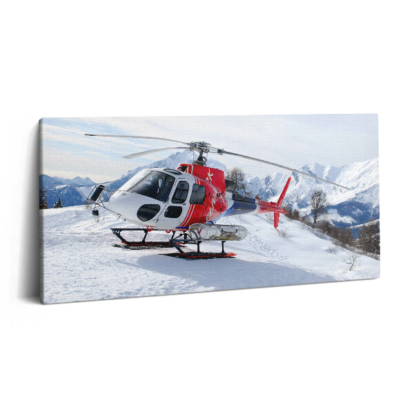 Obraz canvas 140x70 cm Vrtulník na zasněžené hoře