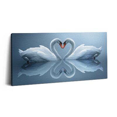 Obraz na plátně 140x70 Labutě naaranžované na znamení lásky
