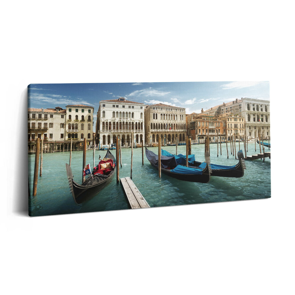 Obraz z fotografie na plátně 140x70 cm Gondoly Benátky Itálie