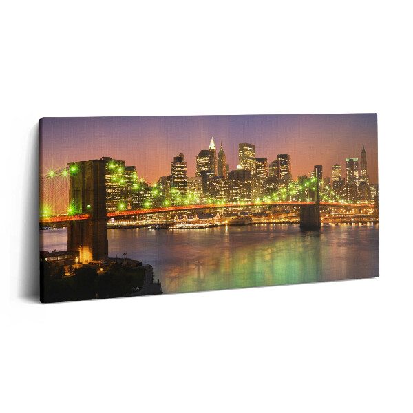 Obraz z fotografie na plátně 140x70 cm Brooklynský most v noci