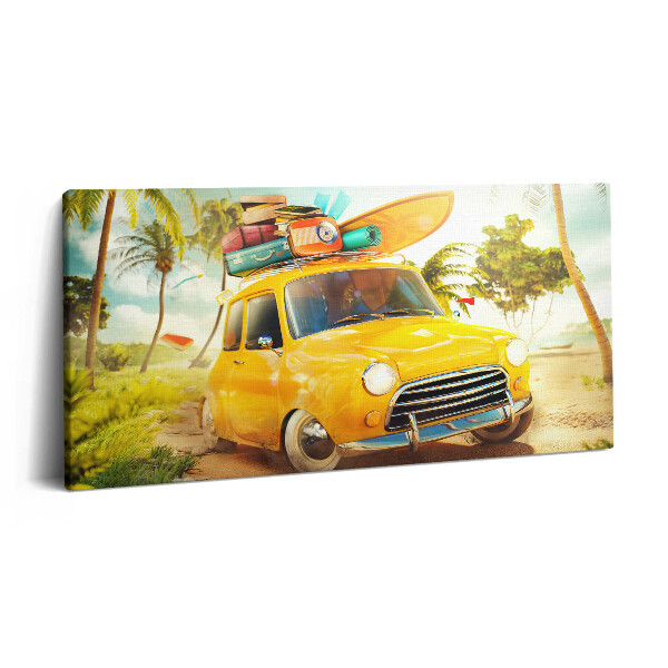 Obraz canvas 140x70 cm Auto se surfovacím prknem