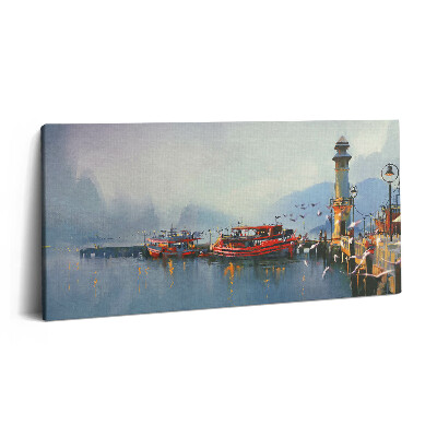 Obraz canvas 140x70 cm Rybářská loď v přístavu