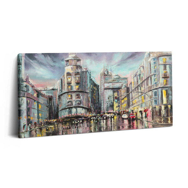 Obraz na plátně 140x70 Deštivé město - procházka v dešti