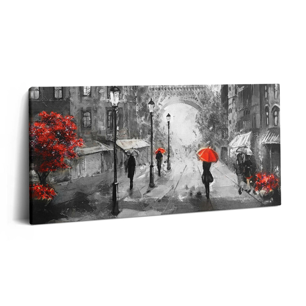 Obraz z fotografie na plátně 140x70 cm Ulice Paříže a Eiffelova věž