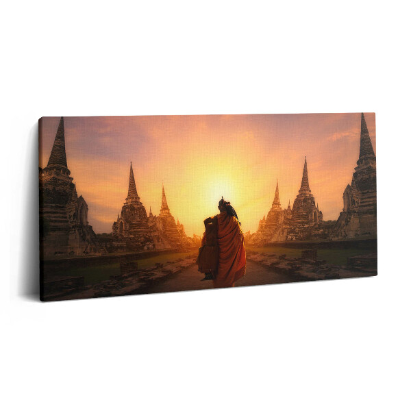 Obraz z fotografie na plátně 140x70 cm Chrám a potulný mnich