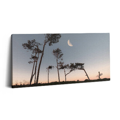 Obraz na plátně 140x70 Půlměsíc a stromy