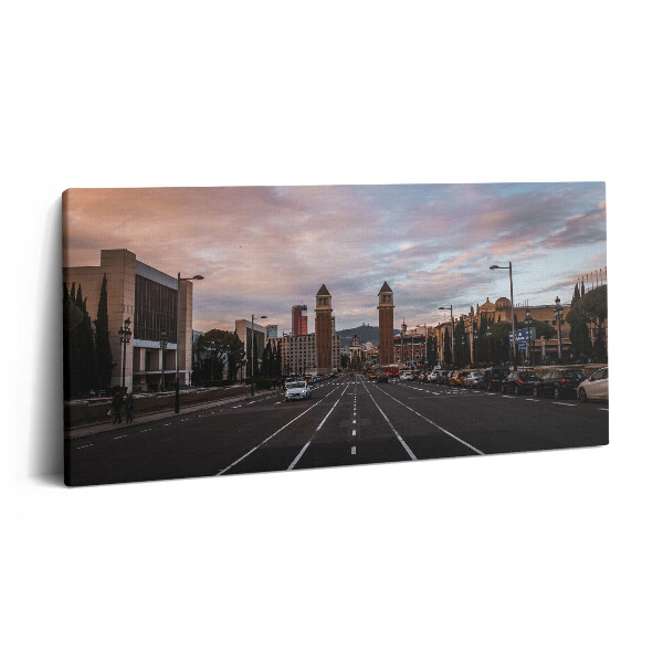 Obraz z fotografie na plátně 140x70 cm Pohled na silnici z Barcelony do Tibidaba