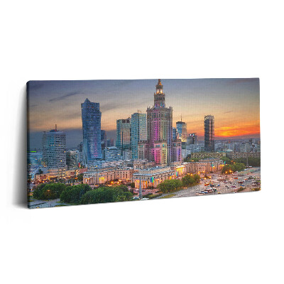 Obraz canvas 140x70 cm Panorama západu slunce ve Varšavě