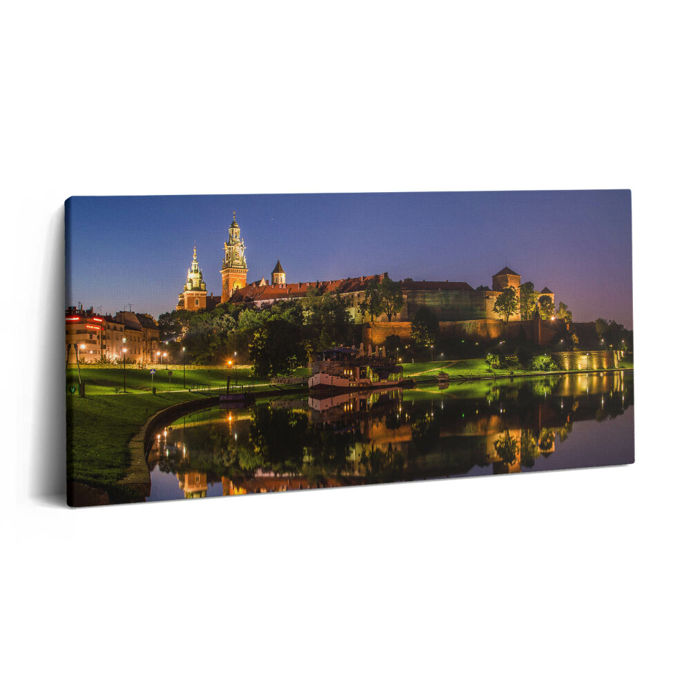 Obraz z fotografie na plátně 140x70 cm Hrad Wawel v noci
