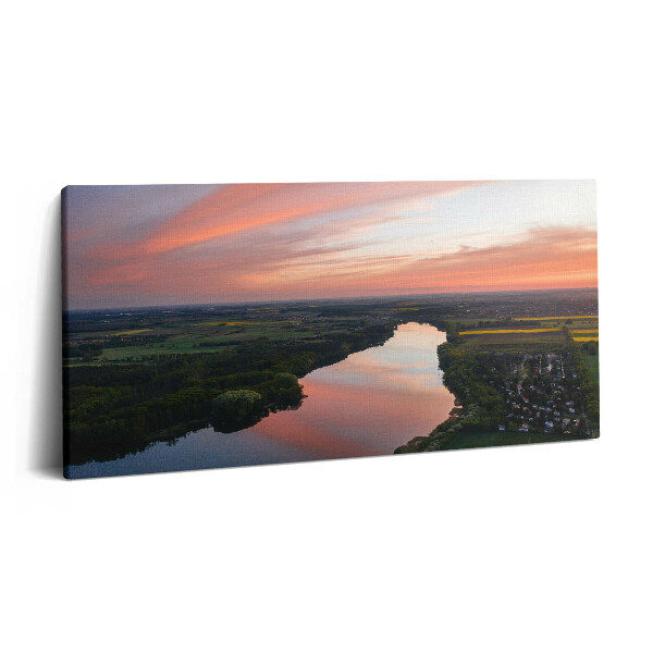 Obraz z fotografie na plátně 140x70 cm Letecký pohled na jezero
