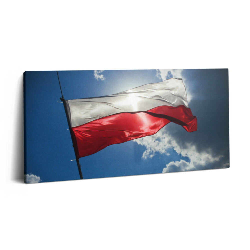 Obraz canvas 140x70 cm Polská vlajka na obloze