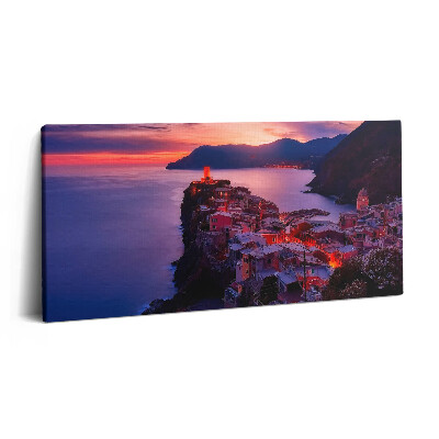 Obraz canvas 140x70 cm Přímořské městečko ve večerních hodinách