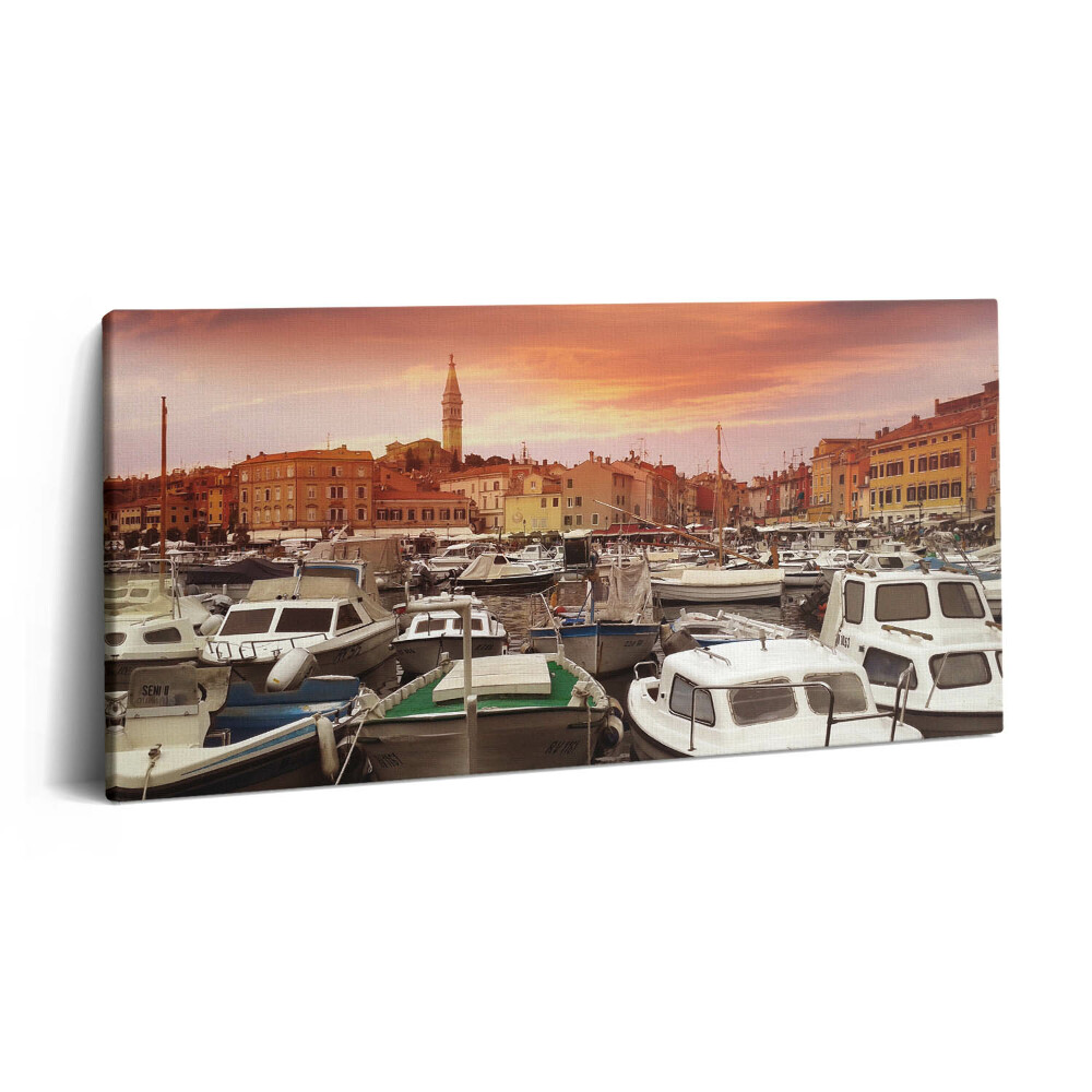 Obraz na plátně 140x70 Molo s loděmi v Chorvatsku