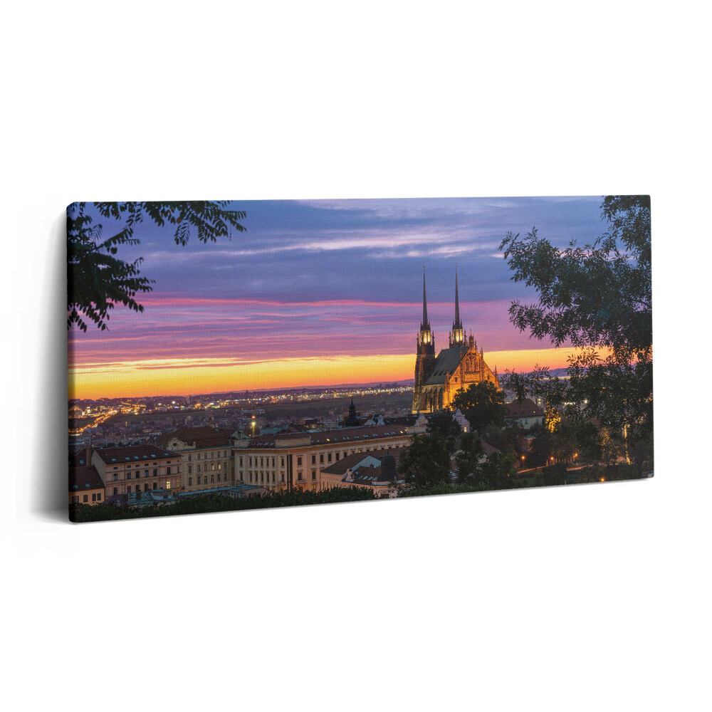 Obraz z fotografie na plátně 140x70 cm Východ slunce v Brně