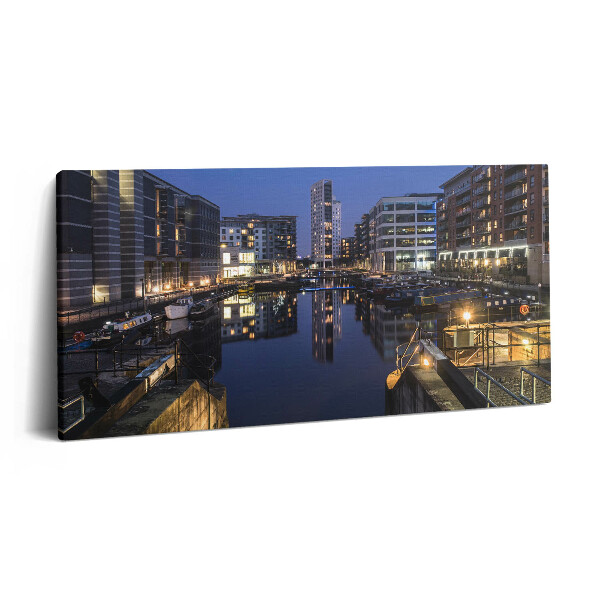 Obraz z fotografie na plátně 140x70 cm Noční osvětlení města Leeds