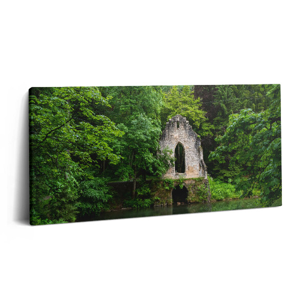 Obraz z fotografie na plátně 140x70 cm Ruiny staré kaple Chamonix Francie