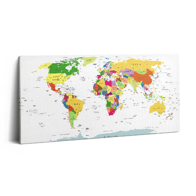 Obraz z fotografie na plátně 140x70 cm Barevná mapa světa