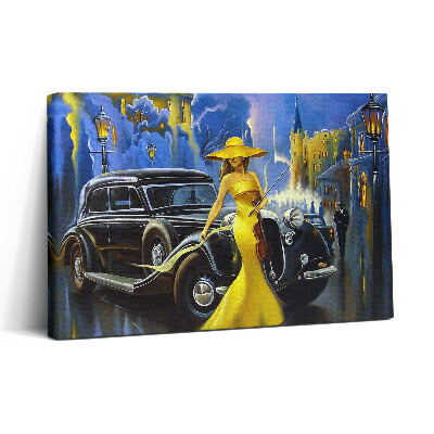 Obraz canvas 30x20 Dáma s houslemi v retro stylu