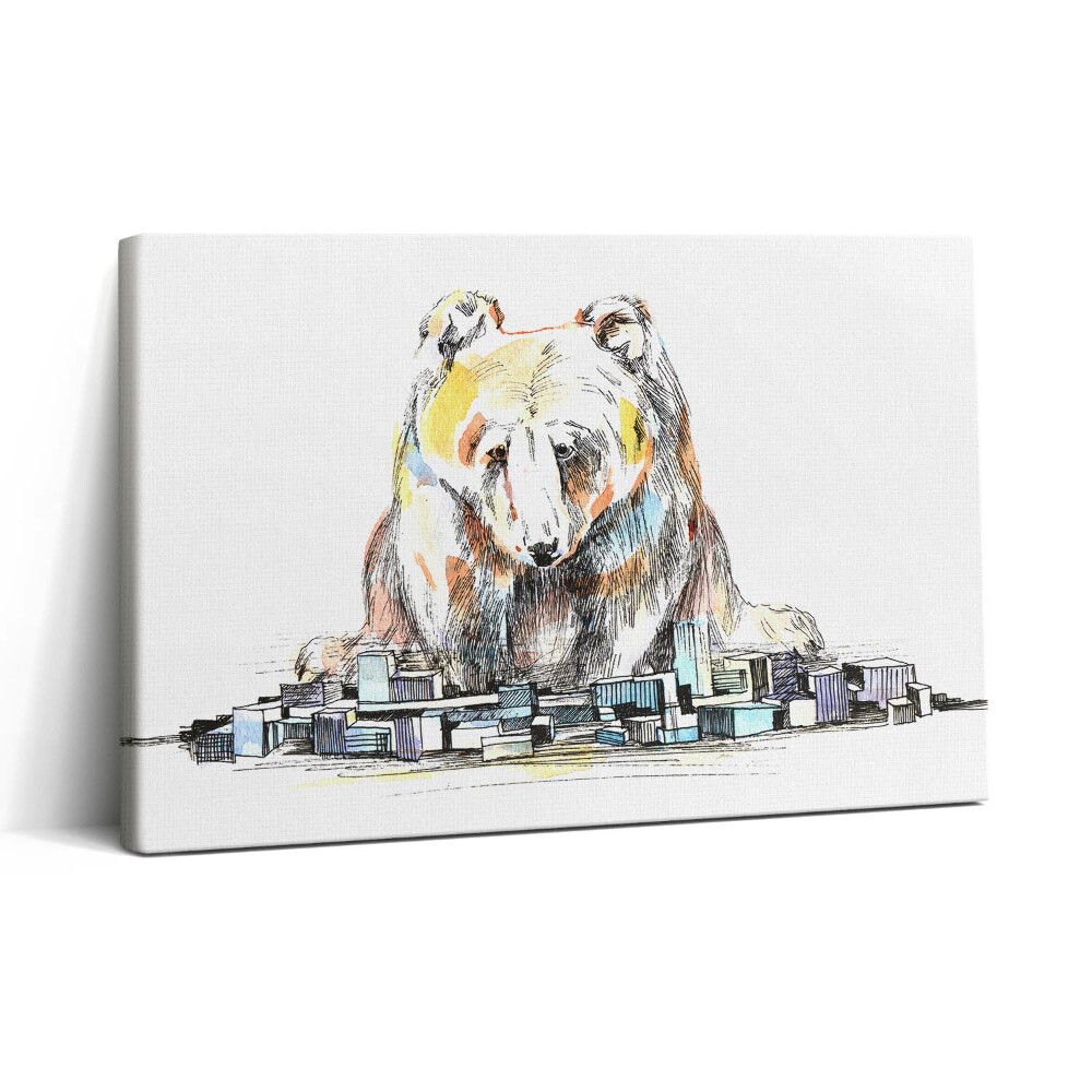 Obraz na plátně 30x20 Medvěd a abstraktní město