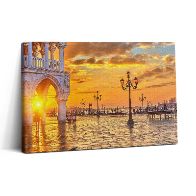 Obraz na plátně 30x20 Benátské náměstí při západu slunce