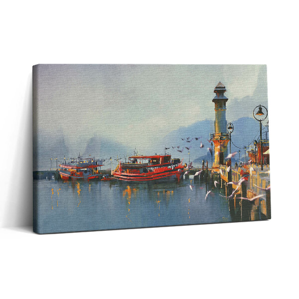 Obraz canvas 30x20 Rybářská loď v přístavu